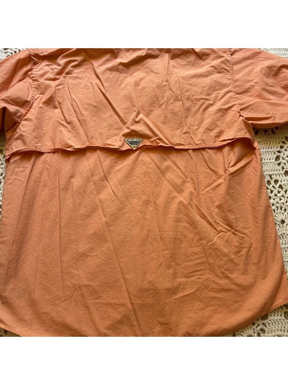 Columbia PFG Shirt Mens L Peach Button Up Short Sleeve Fishing Outdoor - Picture 6 of 10